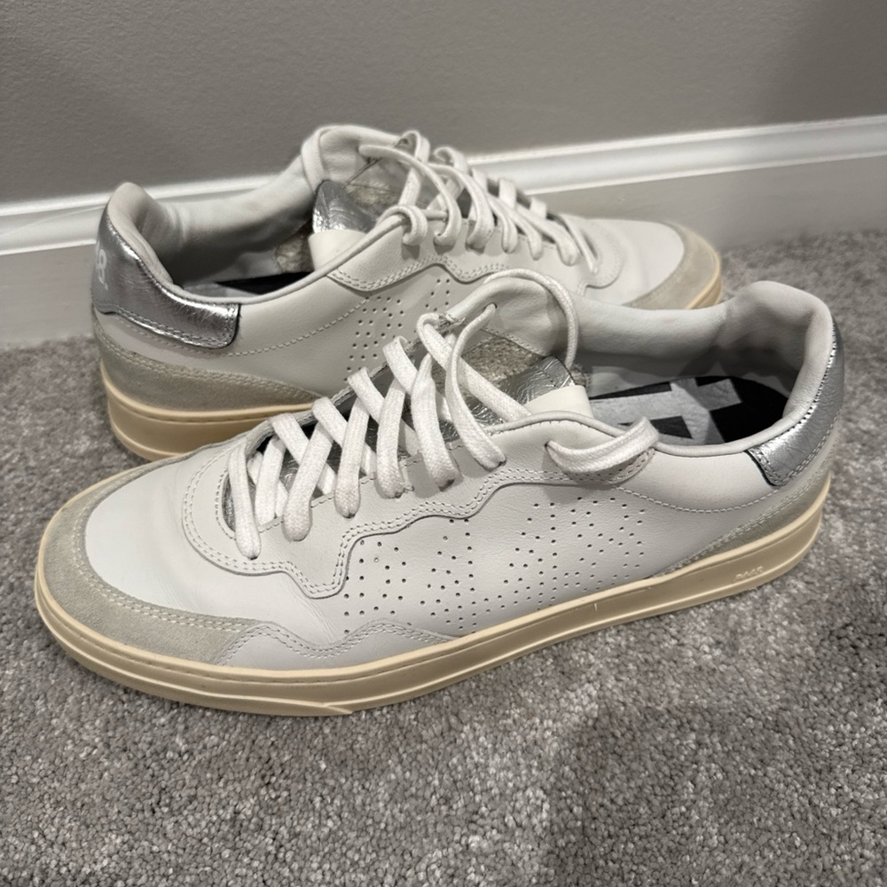 P448 Mens Size 41 White Silver Sneakers You Can Surf Later Made In Italy